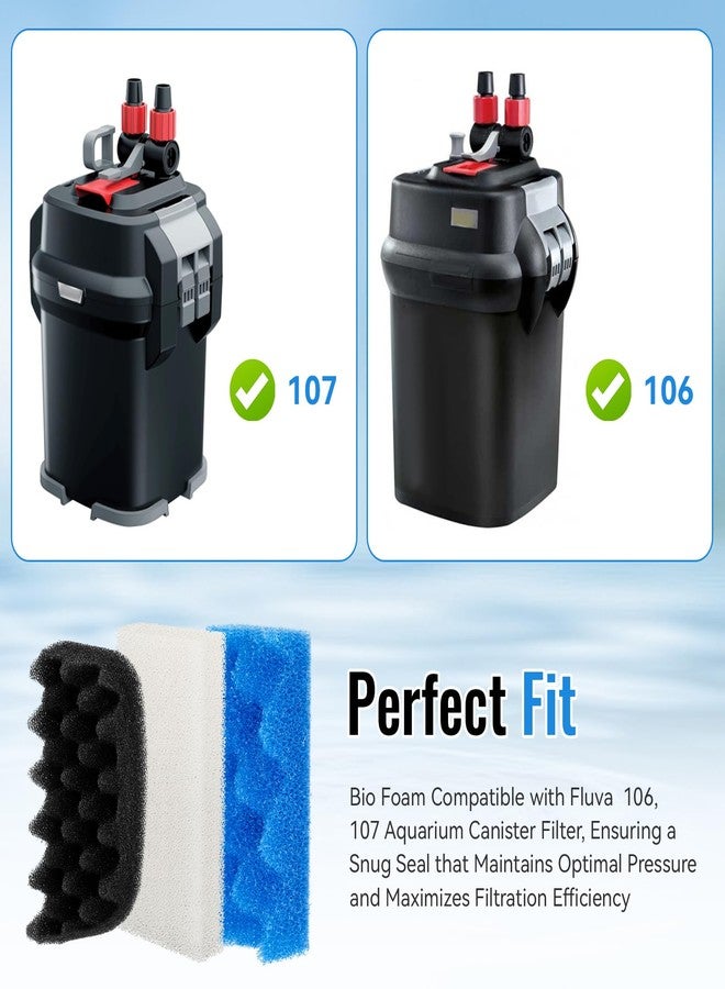 Antrys 106/107 Bio Foam Replacement Aquarium Filter Media Kit Compatible with Fluval 106/107 Canister Filters, Bio Foam Sponge Set - 4 White, 4 Blue & 2 Black Foam for Biological and Mechanical Filtration - Image 2